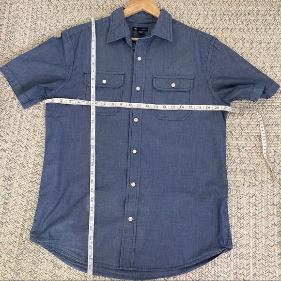 Gap blue white slim striped short sleeve shirt L - Picture 3 of 5
